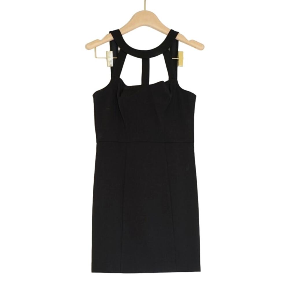 Cache - Formal Cocktail Cut Out Mini Dress in Black / Size XS